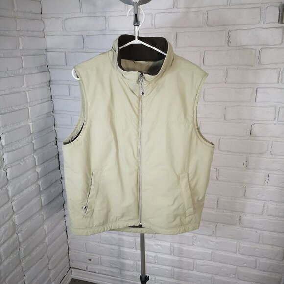 L.L. Bean Men's Size Medium Reg. Tan Full Zip Fleece Lined Vest - Picture 1 of 4